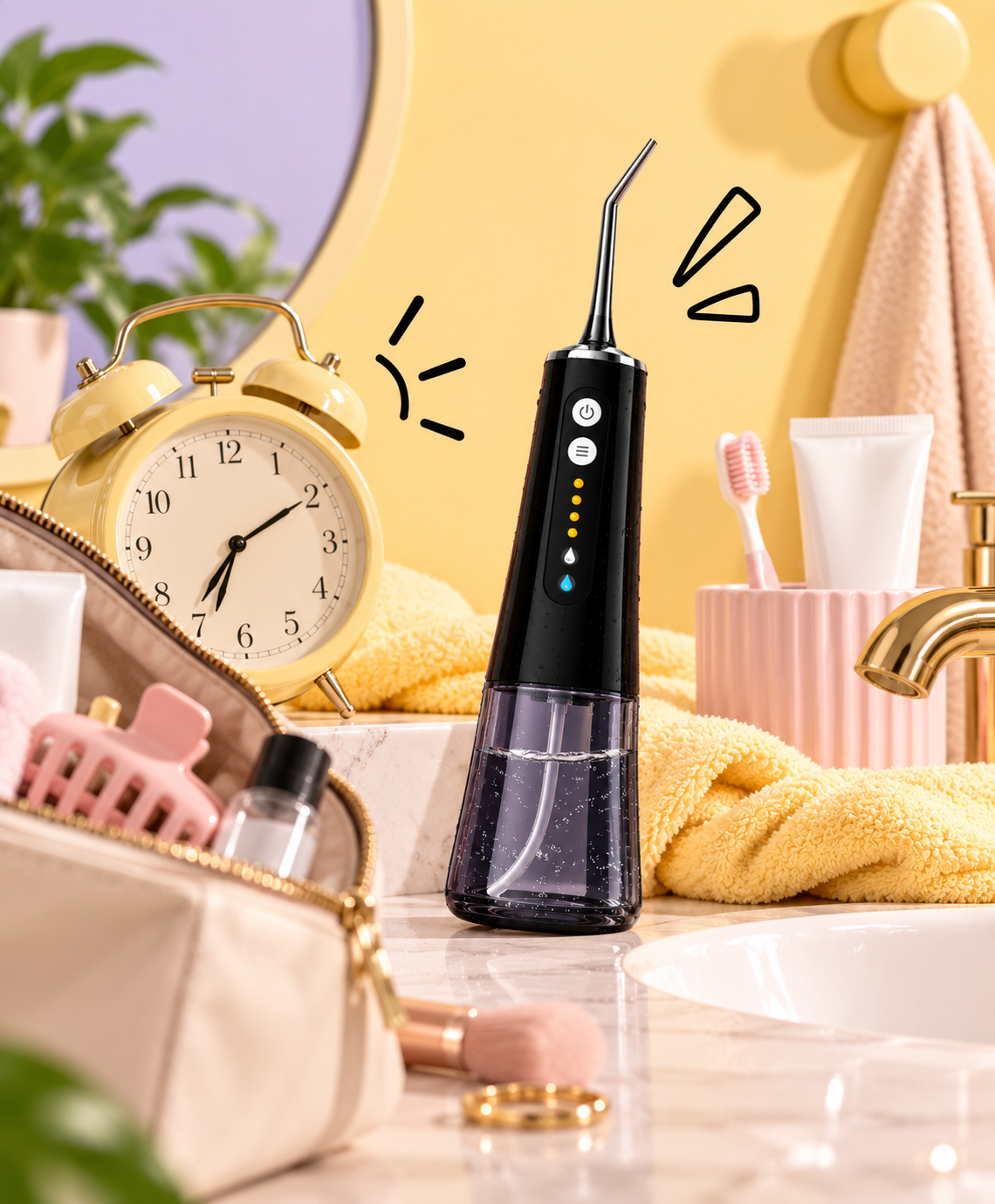 Black water flosser and travel bag